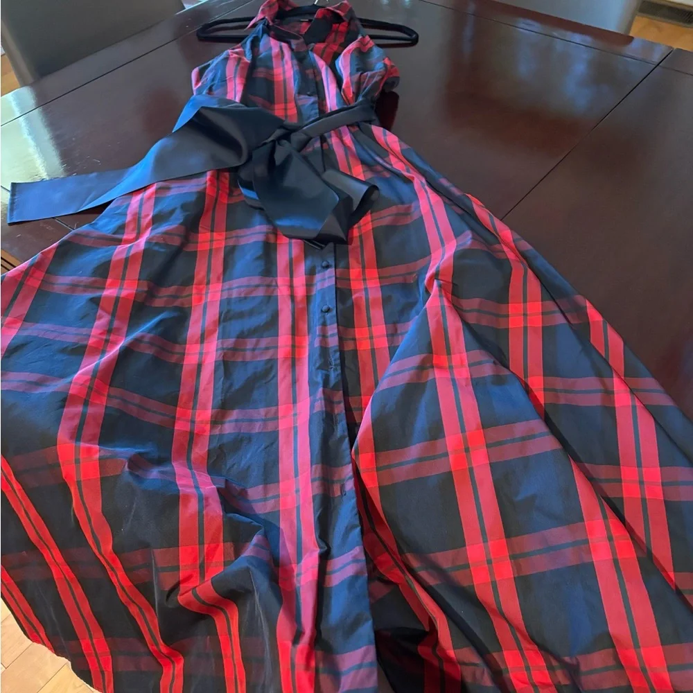 Boston Proper Red Plaid Maxi Dress - Picture 4 of 6